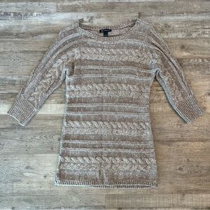 Tan & Grey Cable Knit Sweater Dress
